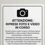 esempio di cartello da apporre ad eventi per le riprese foto e video